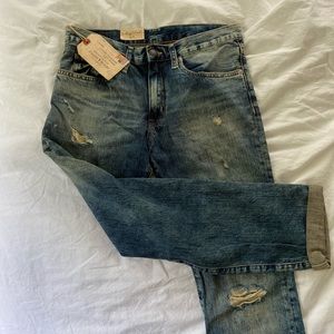 RL Denim & Supply Distressed Boyfriend Cropped Jeans